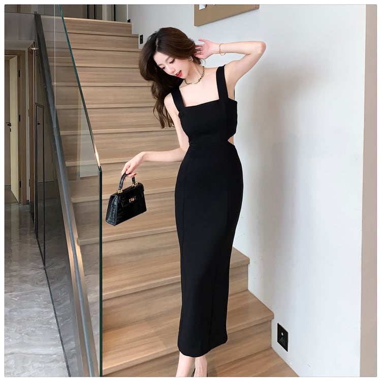 【dress】スクェアネック透かし彫りワンピースF7273