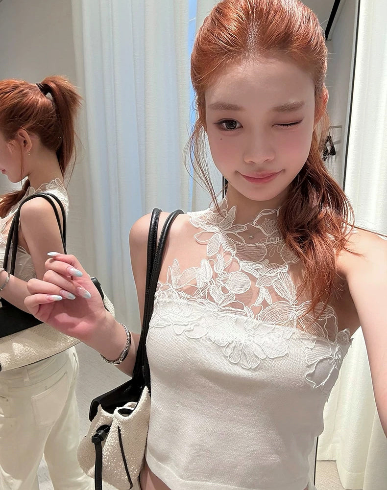 【tops】レースドッキングベスト Q8934