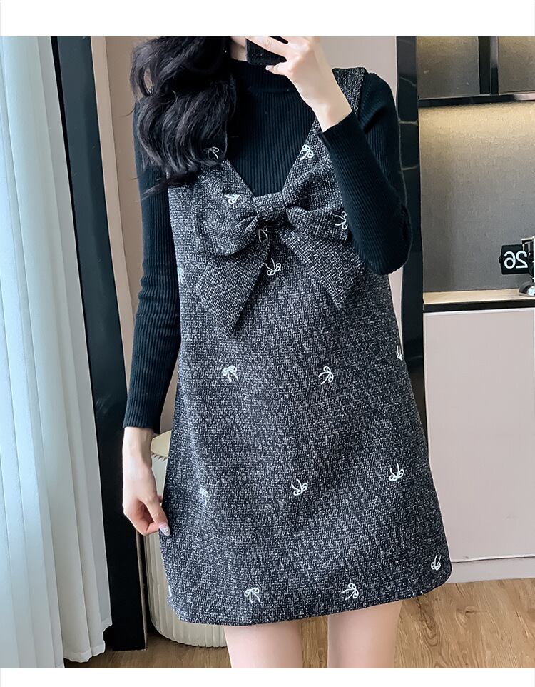 【set】ニットトップス×バックリボンワンピースセット　M28246