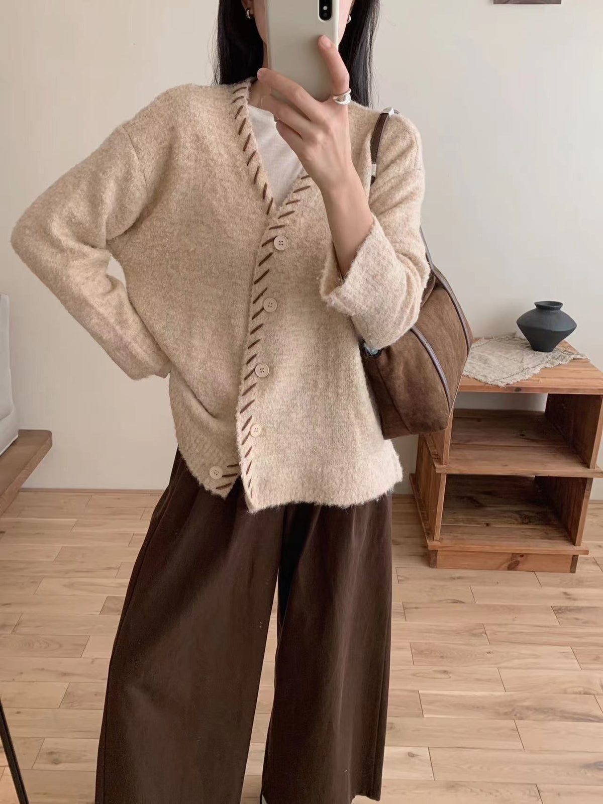 【outer】Vネックニットカーデ　M27283