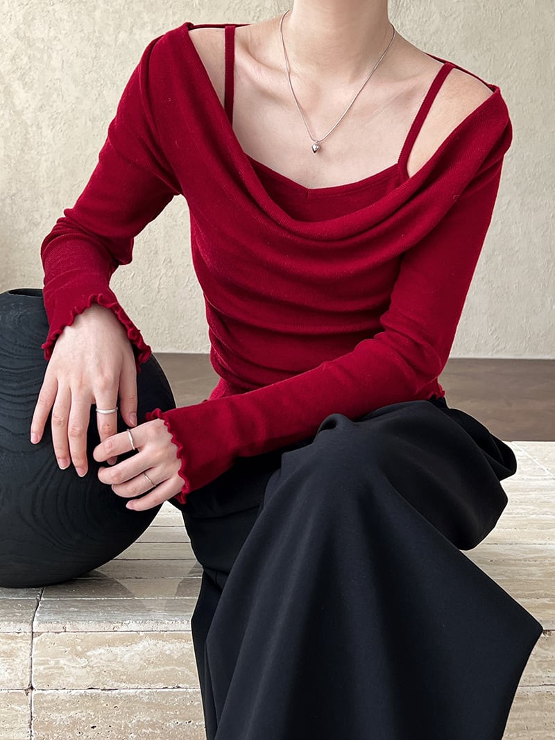【tops】レイヤードニットトップス　N2875