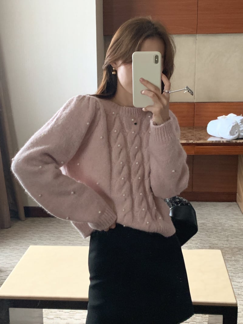 【tops】クルーネックニットセーター　M19019