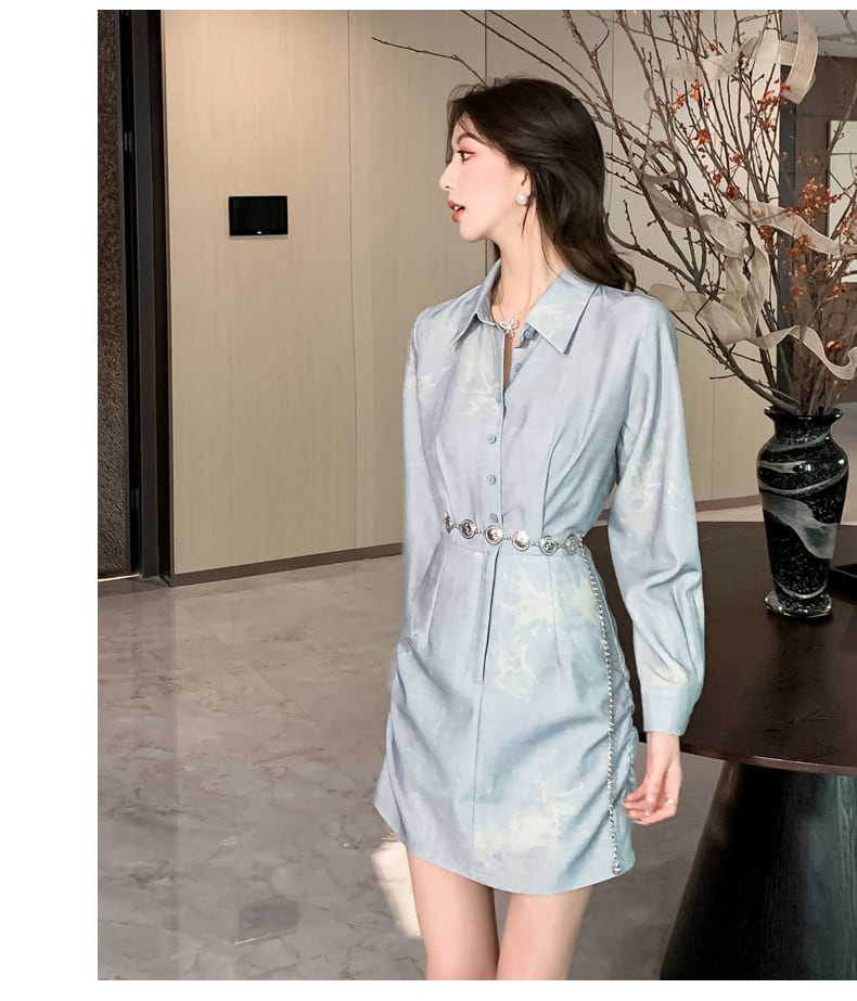 【dress】シャツワンピースベルト付き　M29681