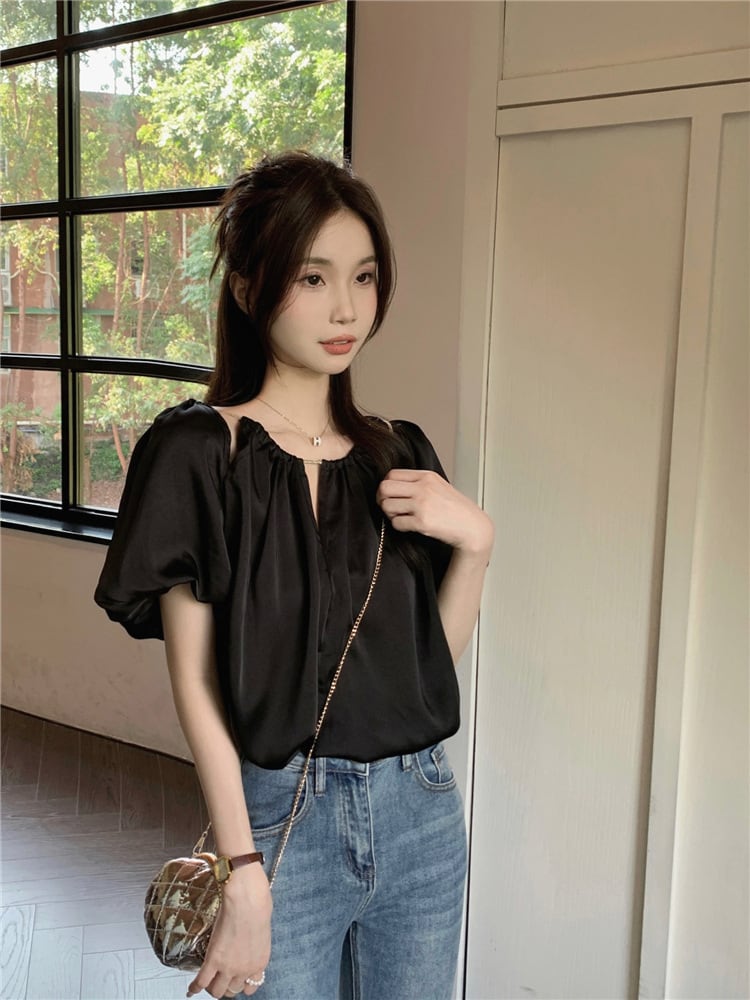 【tops】パフスリーブトップス　M25141