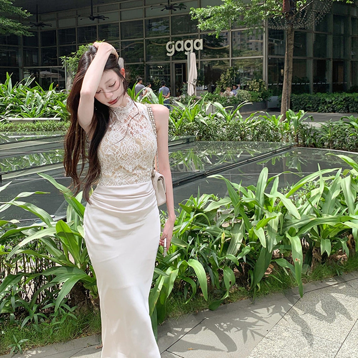 【dress】レース切り替えデートワンピース　N2687