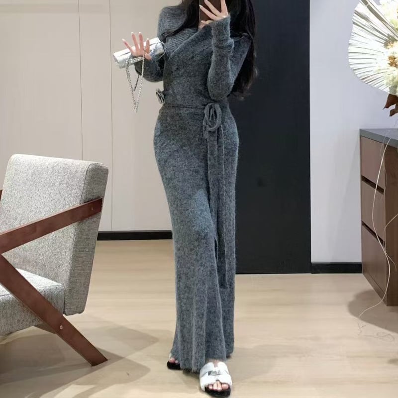 【set】カシュクールトップス×ロングスカートセット Q7043