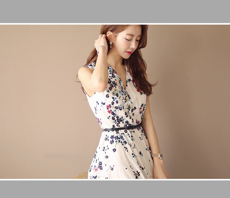 【dress】韓国風質感のいい 気質満点プリント着痩せワンピース