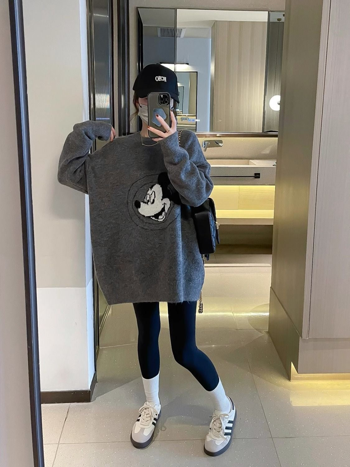 【tops】ラウンドネック長袖ニットセーターF8436