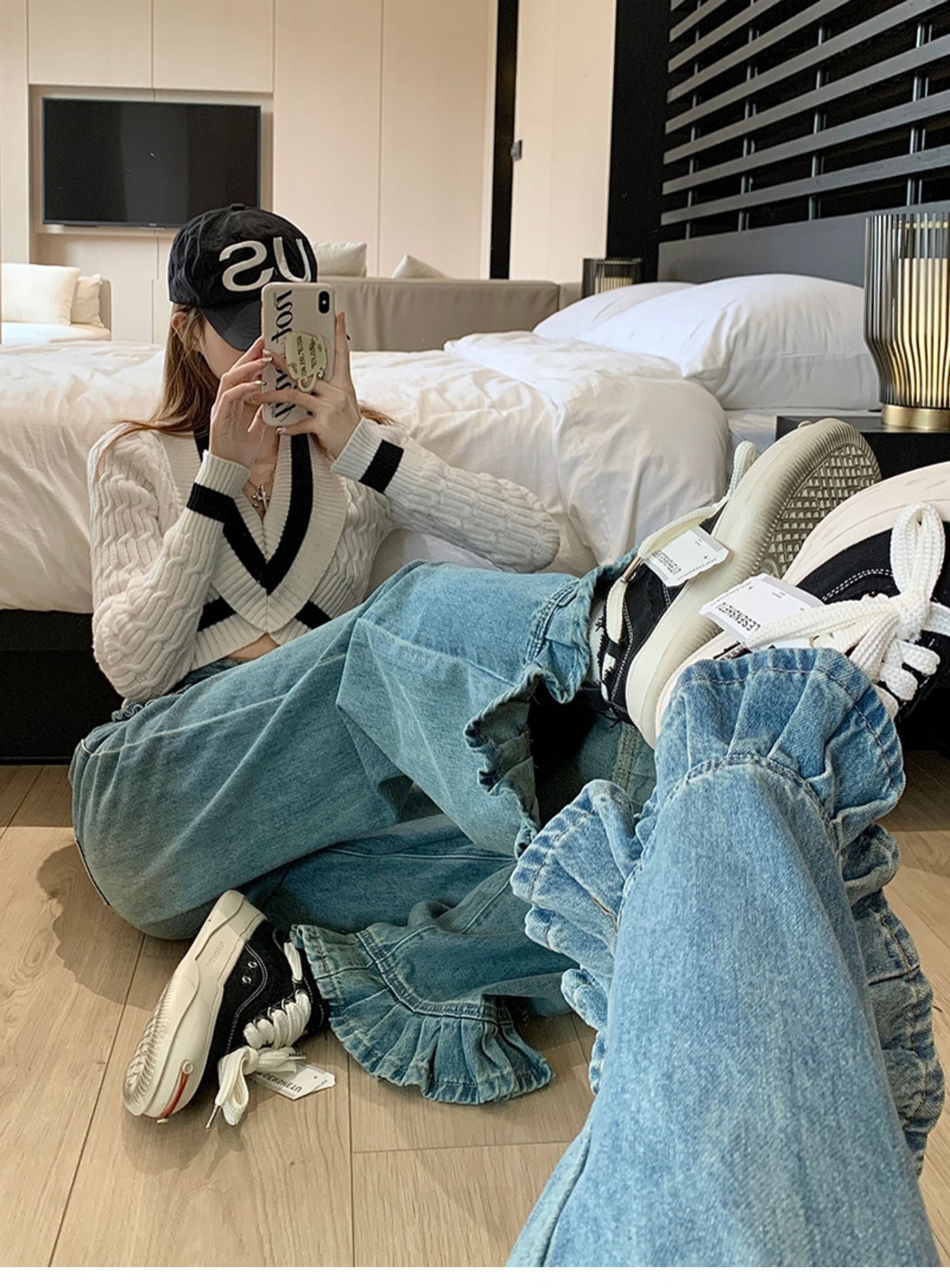 【bottoms】デニムガウチョパンツG20345