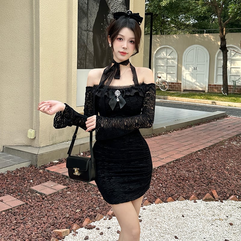 【dress】ホルターネックレースワンピース　M28314