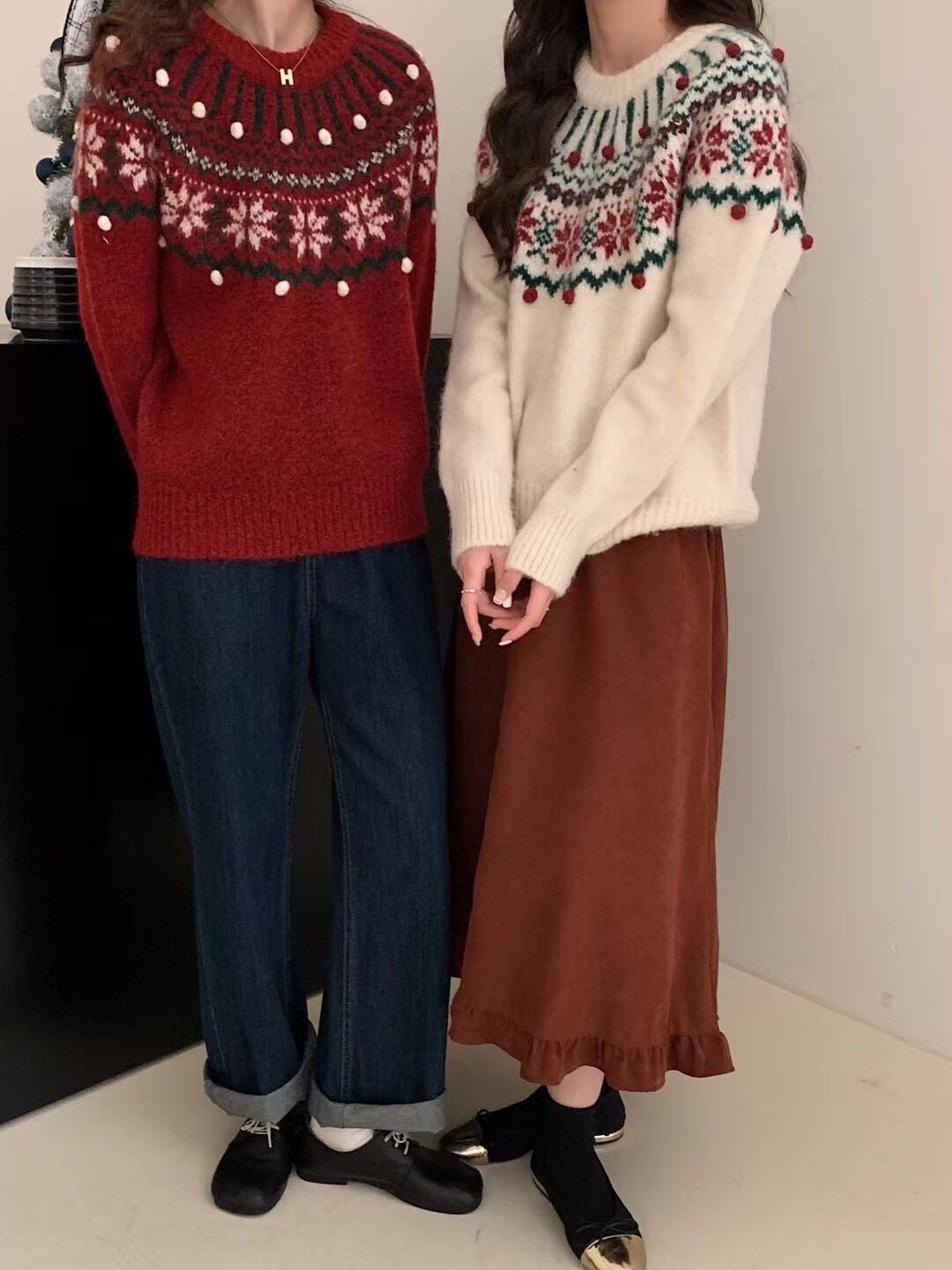 【tops】ジャカードニットセーター　M27136