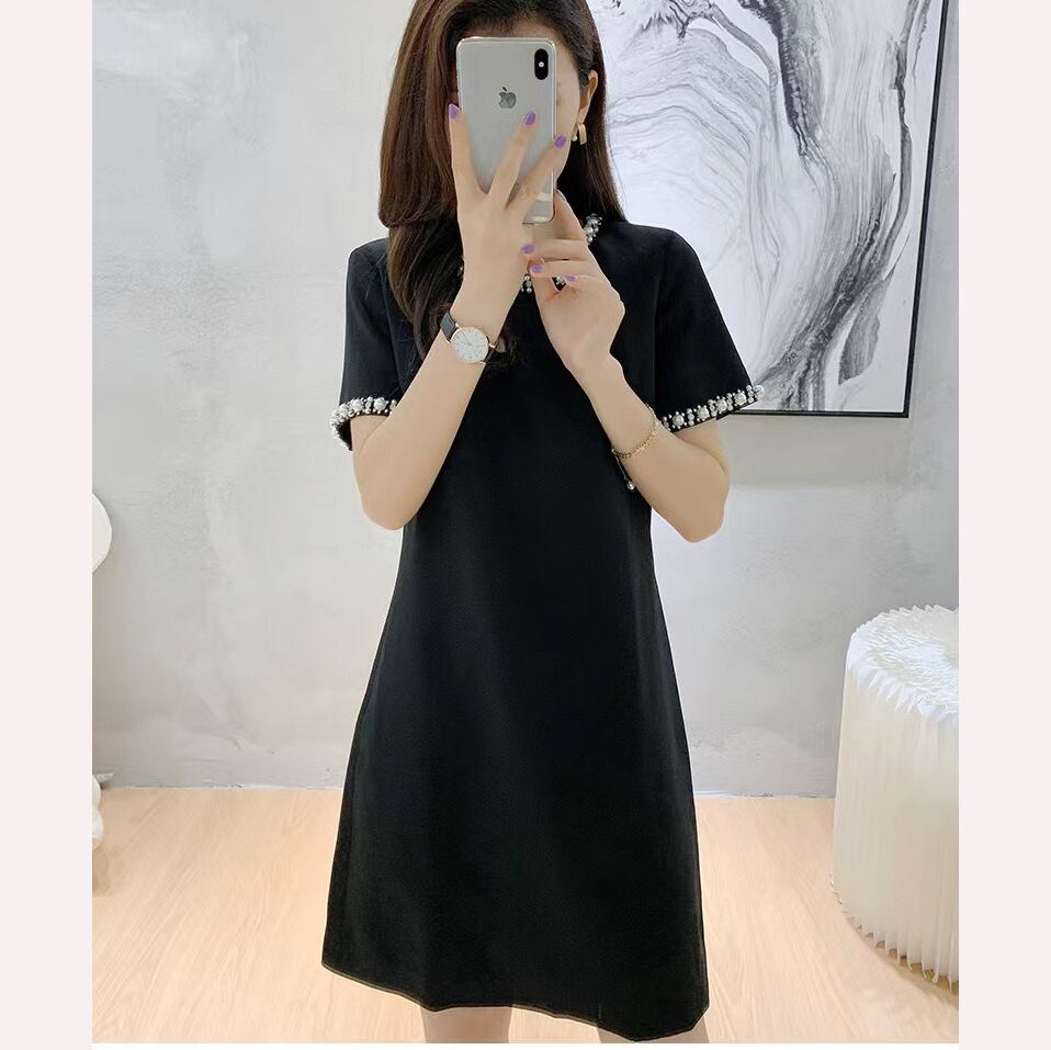 【dress】OL通勤ビーズボウタイワンピースF7352