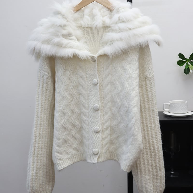 【outer】ファードッキングニットカーディガン Q7030