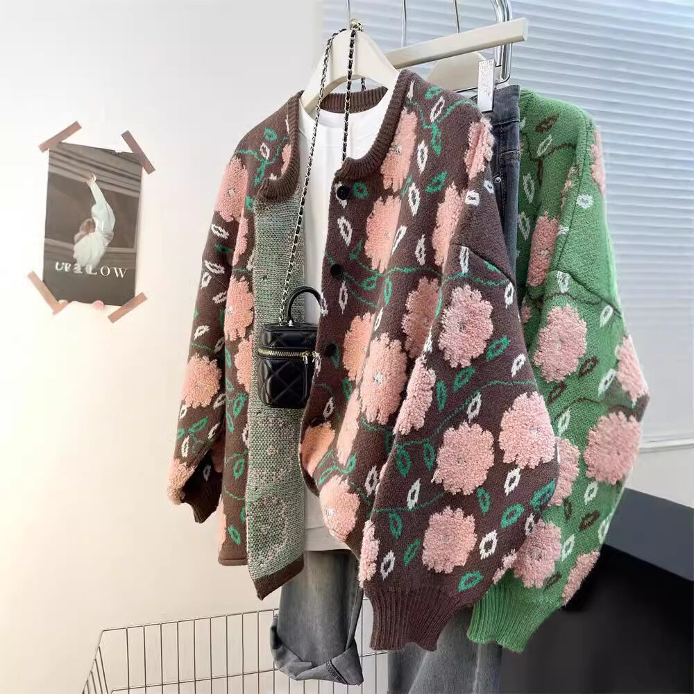 【outer】ジャカードニットカーデ　M28934