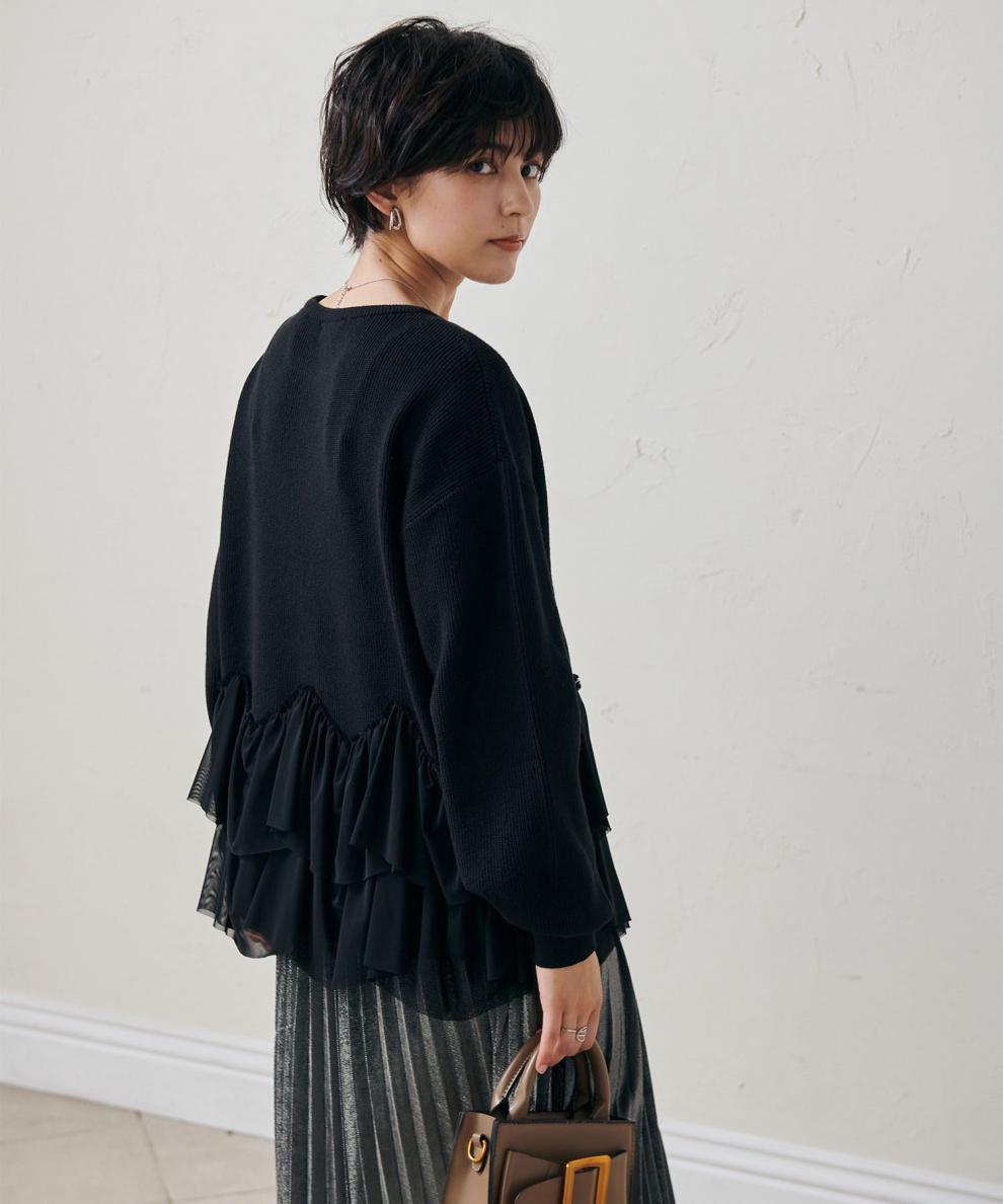 【tops】切り替えニットセーター　M25757