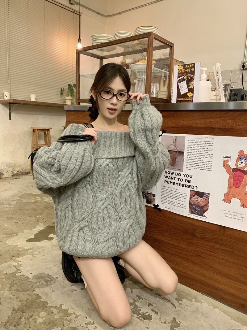 【tops】ボートネックニットセーター　M27457