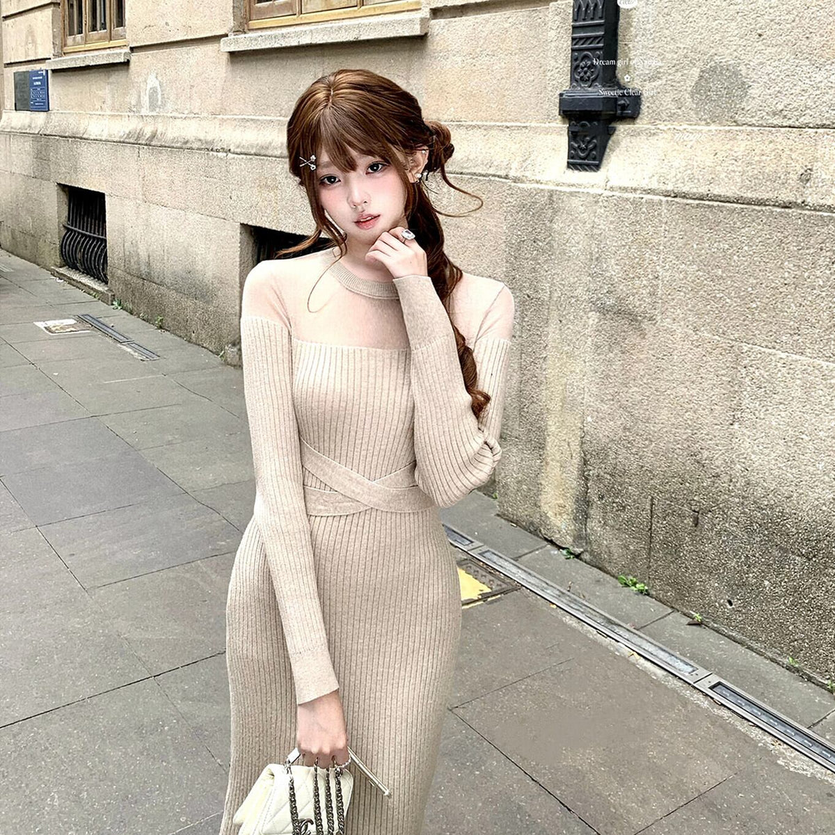 【dress】シアードッキングニットワンピース　N3471