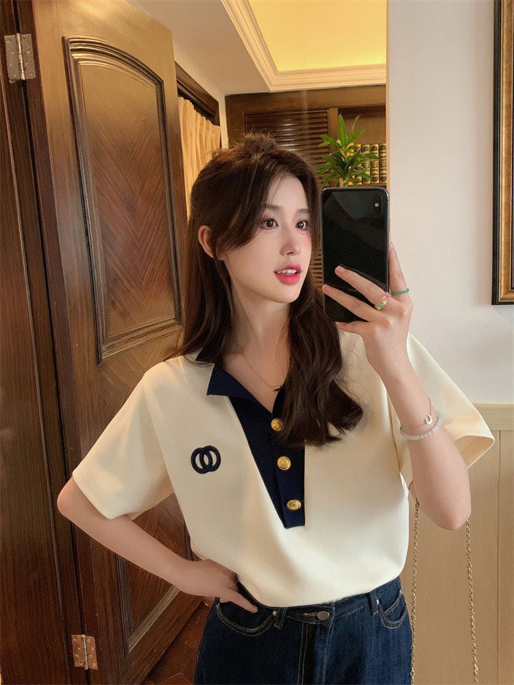 【tops】POLOネックデザインTシャツG21361