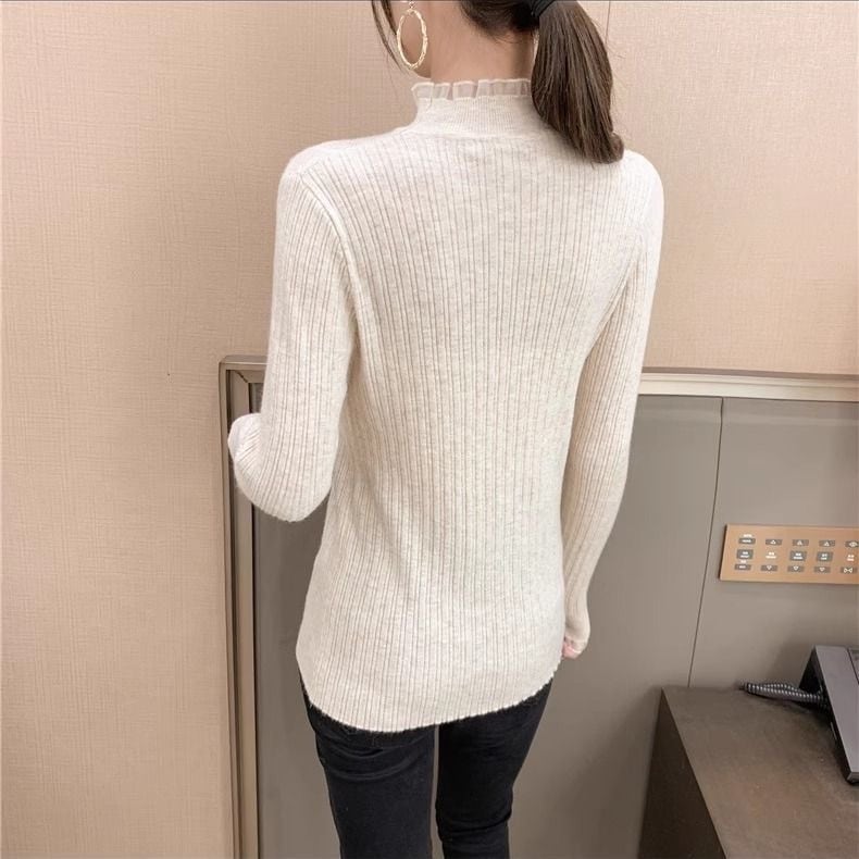 【tops】ハーフネック切替ニットセーターF6510