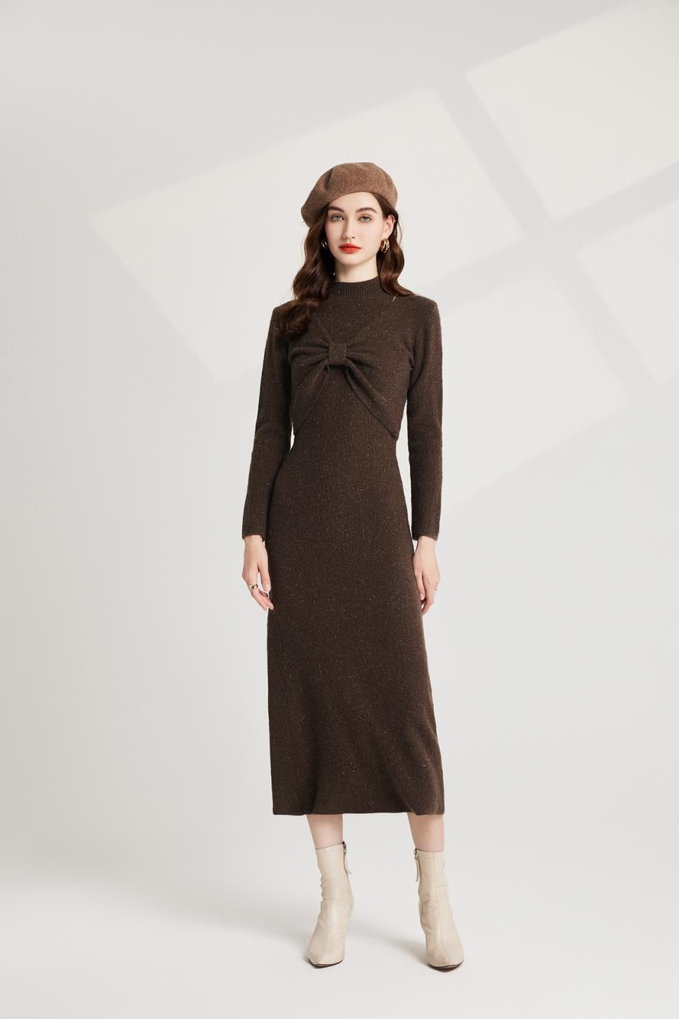 【dress】リボンニットトップス×ベストワンピースセット　M26251