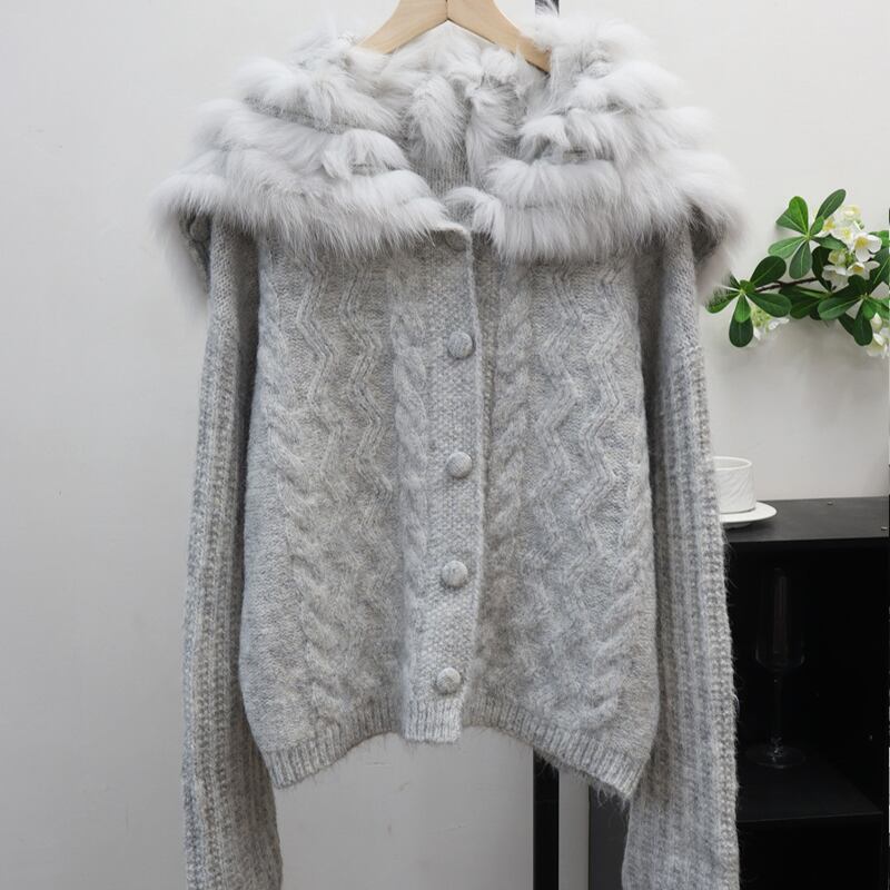 【outer】ファードッキングニットカーディガン Q7030