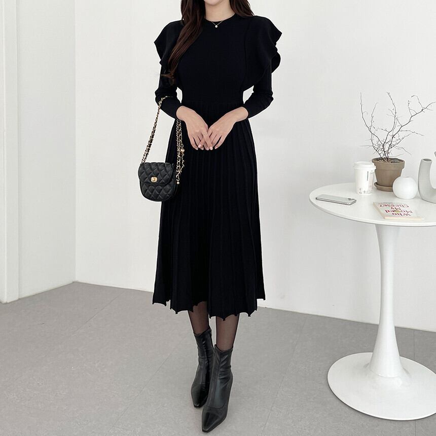 【dress】フリルニットワンピース　M26191