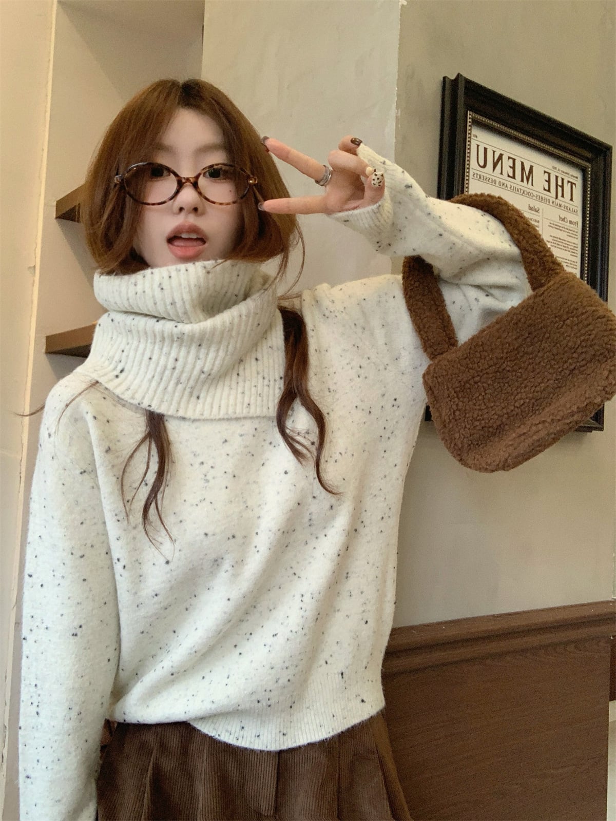 【tops】ニットセーターマフラー付き　M27672