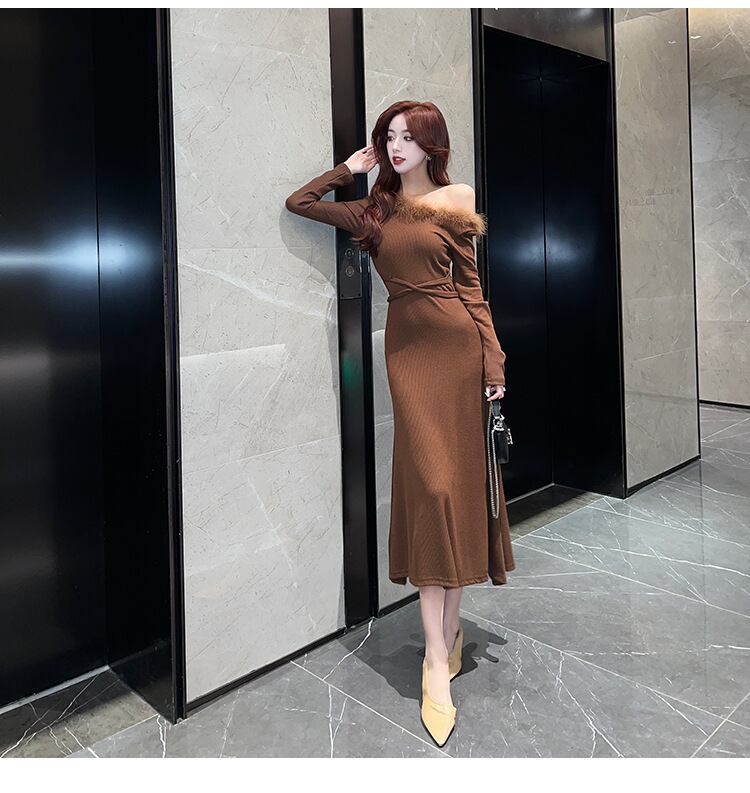 【dress】ファーネックワンピース　M18207
