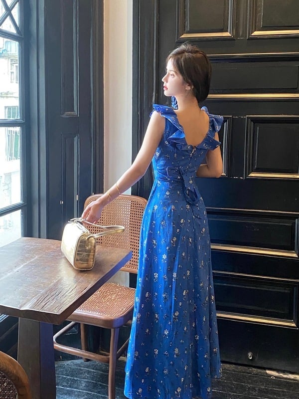 【dress】Vネック花柄海旅行ワンピース G21519