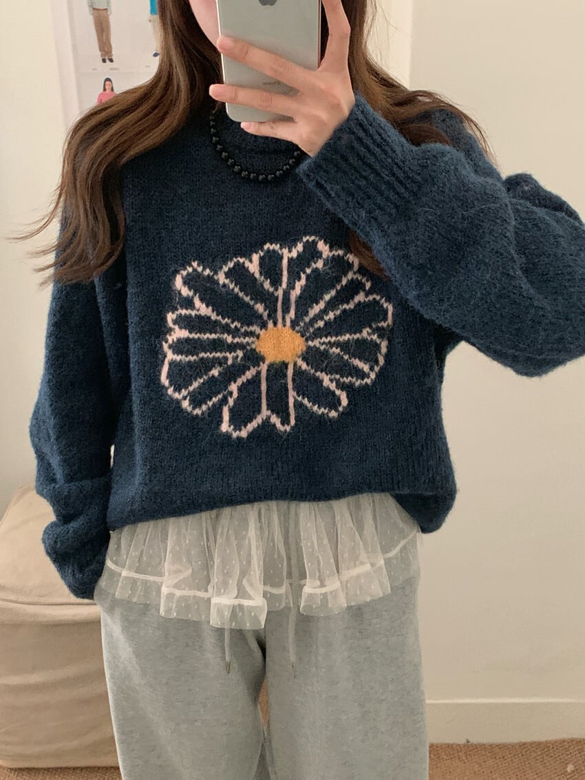 【tops】刺繍ニットセーター　M28269