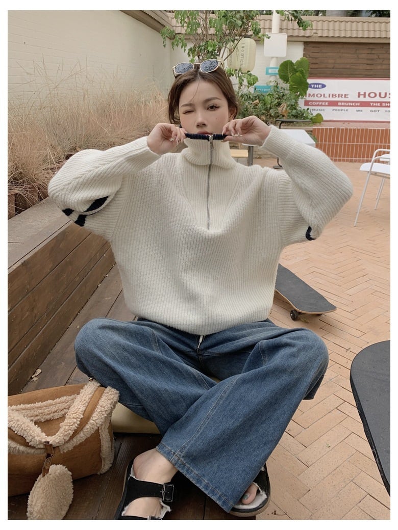 【tops】ファスナーニットセーター　M27253