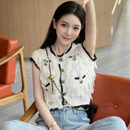 【tops】フリンジニットTシャツG20159