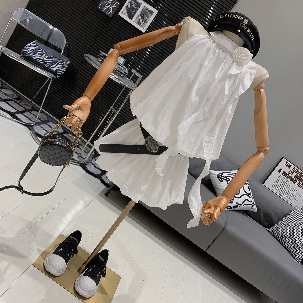 【dress】立体フラワーワンピースベルト付き　M25012