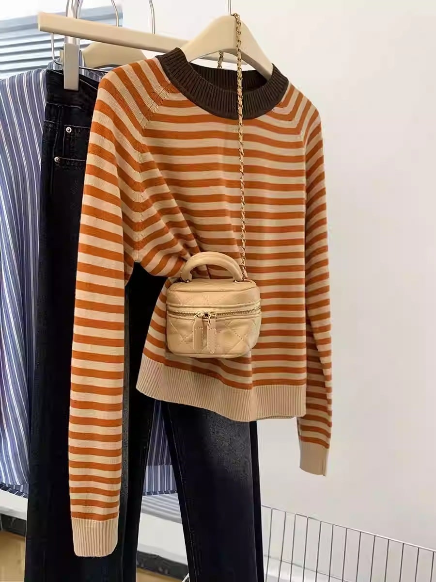 【tops】ボーダー柄ニットセーター　M29233