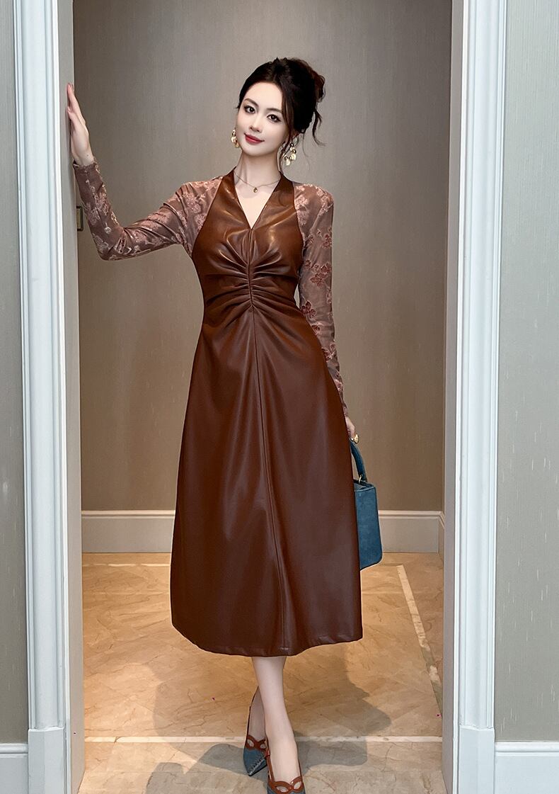 【dress】ドッキングPUワンピース　M28093