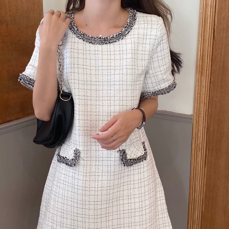 【dress】シンプル好感度UP!気質満点ラウンドネック エレガントファッションワンピース G0328