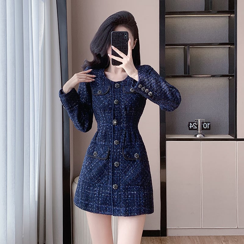 【dress】ツイードチェック柄ワンピース　M27658