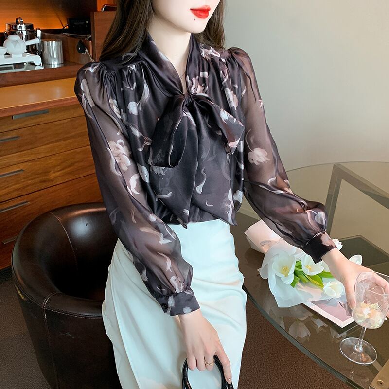 【tops】リボン付きシャツトップス　M28157