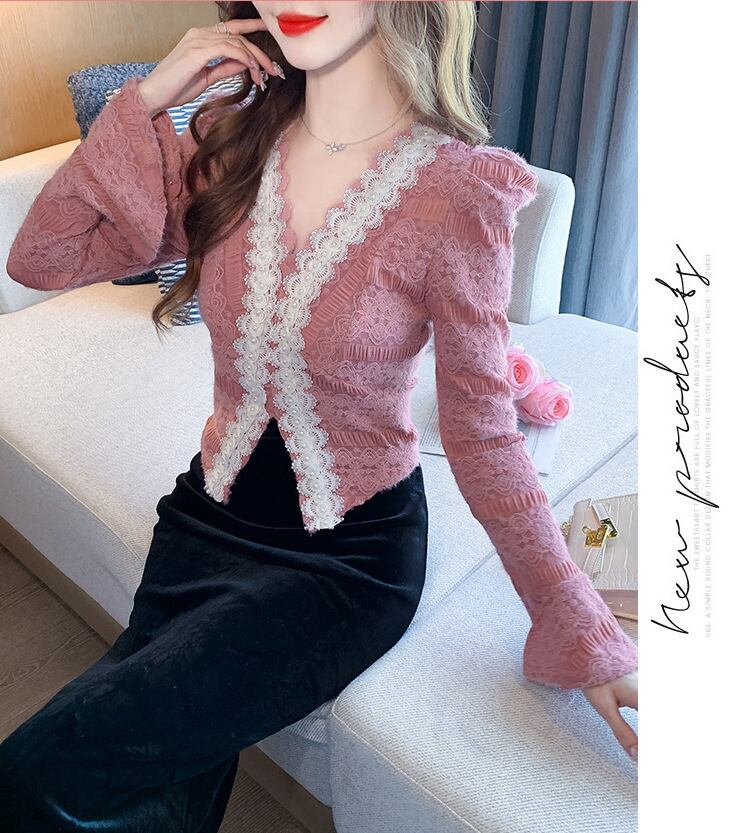 【tops】Vネックレーストップス　M27417