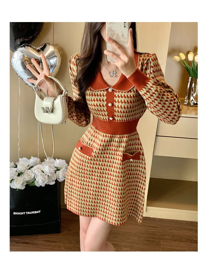 【dress】ジャカードニットワンピース　M28390