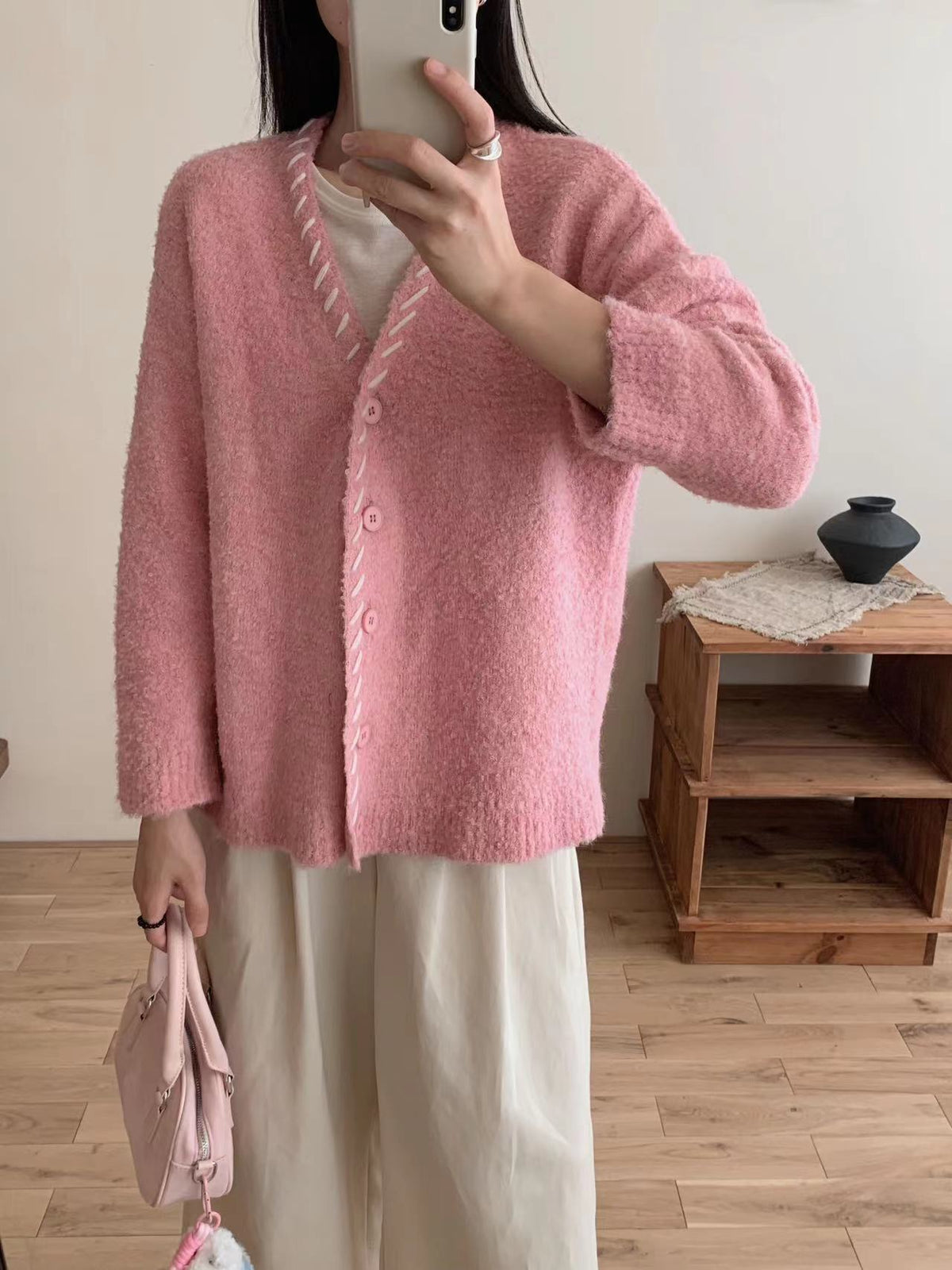 【outer】Vネックニットカーデ　M27283