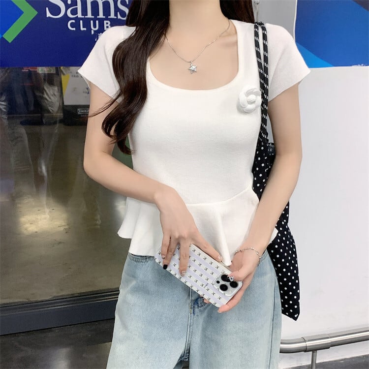 【tops】立体フラワーニットトップス　M24585