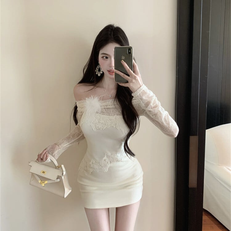 【dress】レースドッキングワンピース　M29067