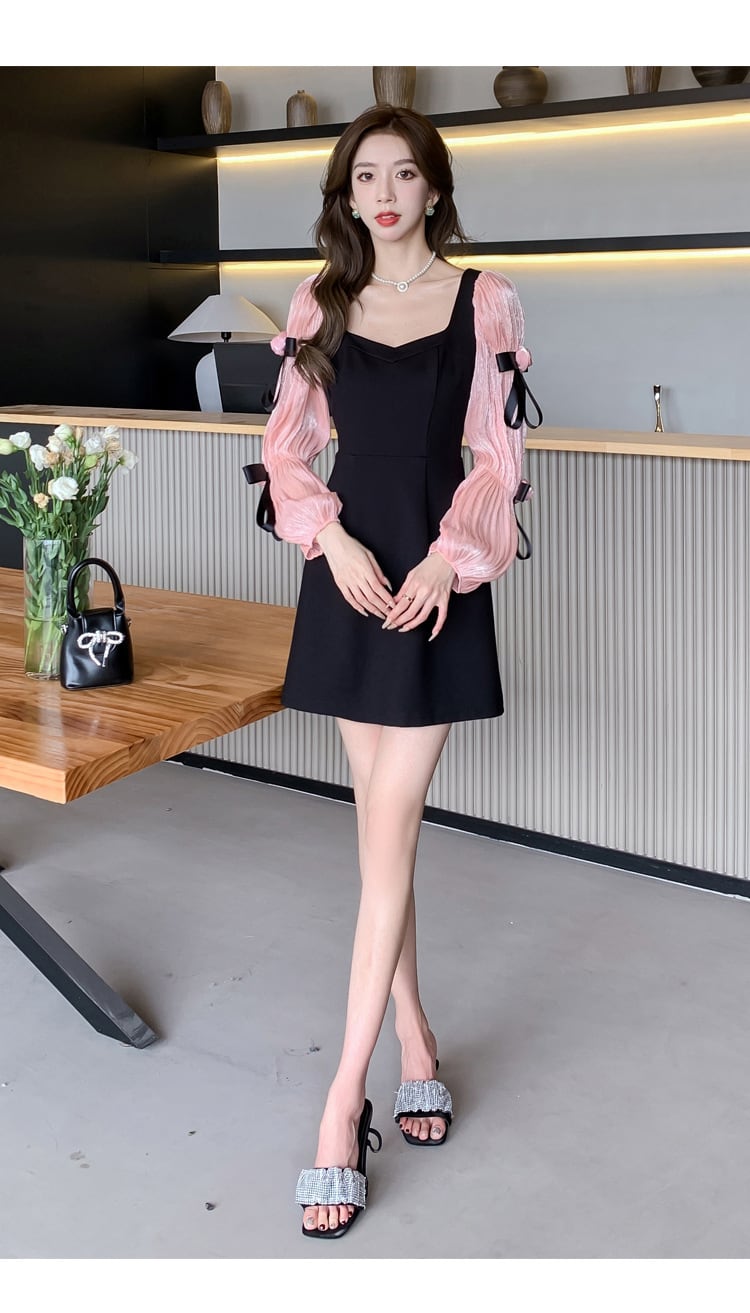 【dress】リボン付き切り替えワンピース　M26331