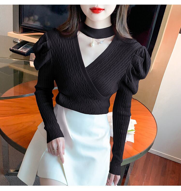 【tops】パフスリーブニットトップス　M18687