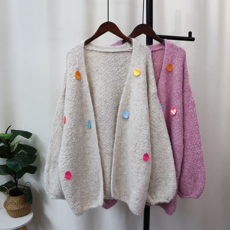 【outer】スパンコールニットカーデ　M28600