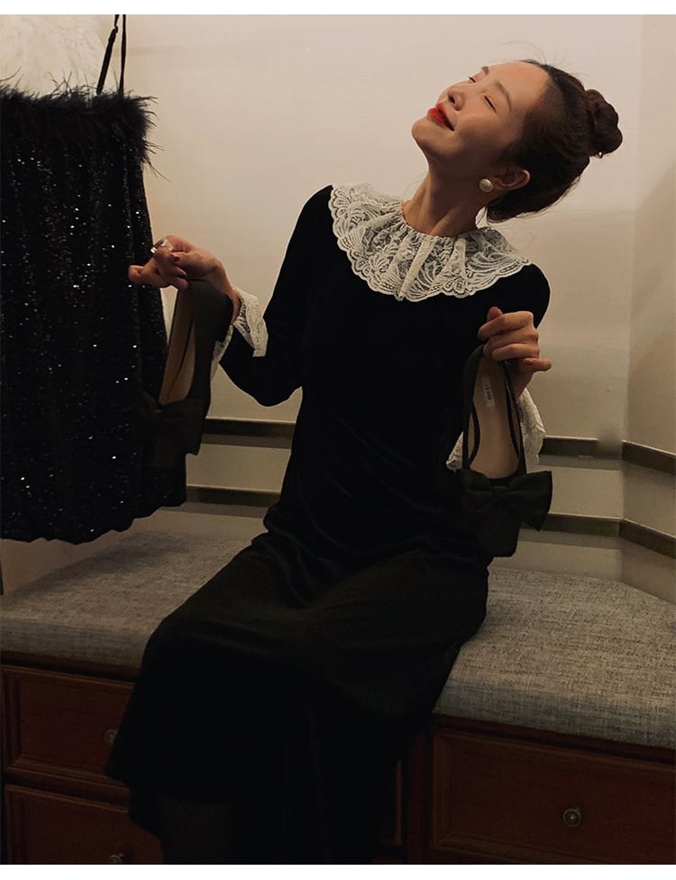 【dress】バックオープンレースカラーデートワンピース　N2938