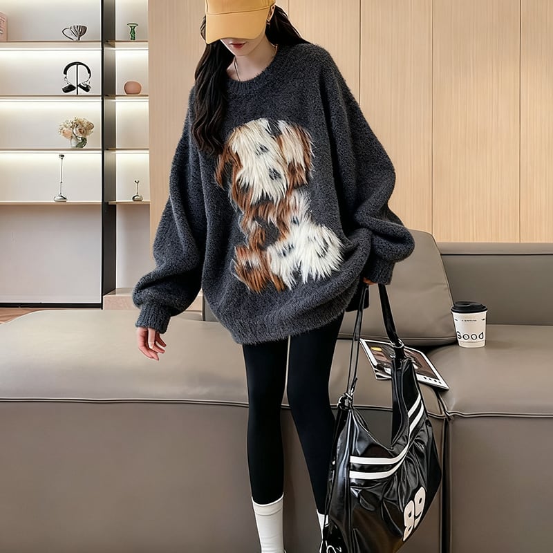 【tops】ファードッキングニットトップス Q7285