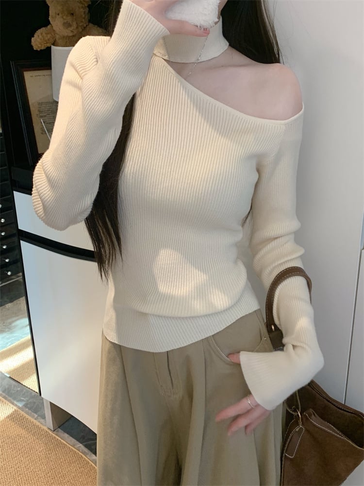 【tops】オフショルダーニットトップス　M28410