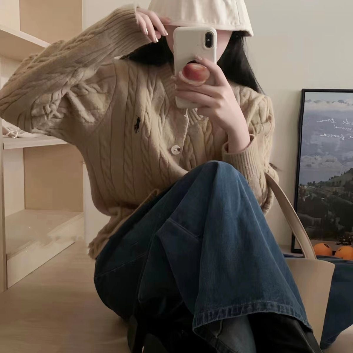 【outer】ポロカラーニットカーディガンF8142